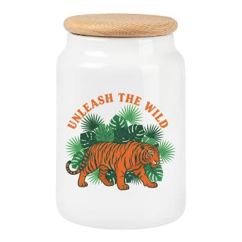 Libérez la jungle du tigre sauvage - Boîte à biscuits avec couvercle en bois - blanc - Devant