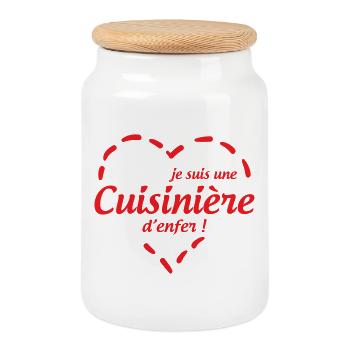 hellish cook - Cookie Jar with Wooden Lid - white - Front