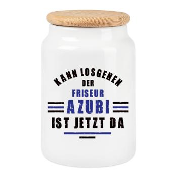 Azubi Friseur Lehre Ausbildung Friseurausbildung - Keksdose mit Holzdeckel - Weiß - Vorne