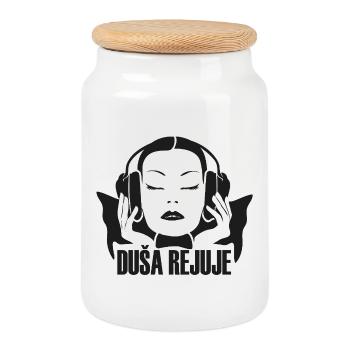 DUŠA REJUJE - black - - Cookie Jar with Wooden Lid - white - Front