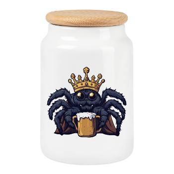 Tarantula Beer King - Cookie Jar with Wooden Lid - white - Front