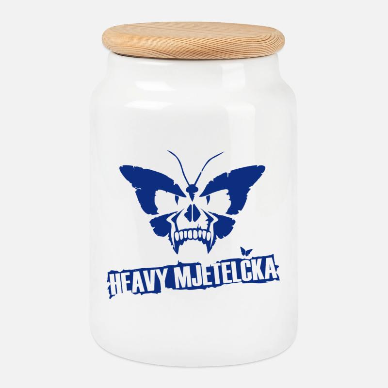 HEAVY MJETELČKA - Cookie Jar with Wooden Lid - white