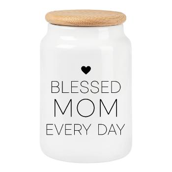 Cadeau maman tous les jours - Boîte à biscuits avec couvercle en bois - blanc - Devant