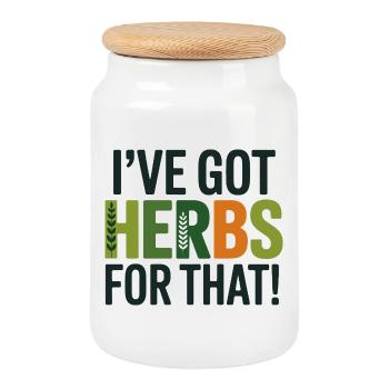 Certified Clinical Botanical Medicine Specialist  - Cookie Jar with Wooden Lid - white - Front