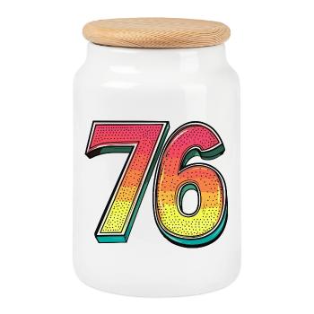 76 Number Colorful - Cookie Jar with Wooden Lid - white - Front