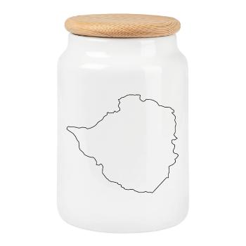 Carte de contour du Zimbabwe - Boîte à biscuits avec couvercle en bois - blanc - Devant