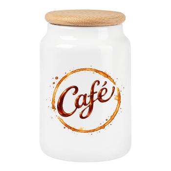 Coffee coffee cup print illustration - Cookie Jar with Wooden Lid - white - Front