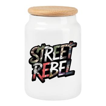Street Rebel Camo Streetstyle Motiv - Keksdose mit Holzdeckel - Weiß - Vorne