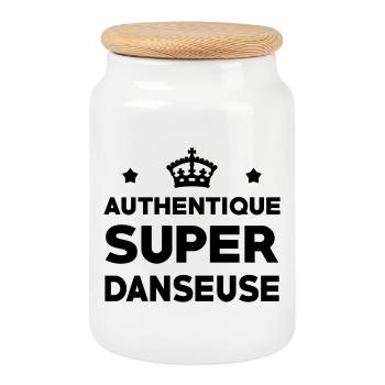 Authentic super dancer - Cookie Jar with Wooden Lid - white - Front