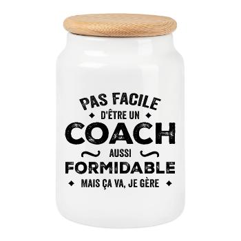 Pas facile d'être un coach aussi formidable mais - Boîte à biscuits avec couvercle en bois - blanc - Devant