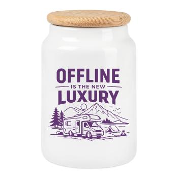 Le monde du monde de luxe est le nouveau monde des camping-cars de luxe hors ligne - Boîte à biscuits avec couvercle en bois - blanc - Devant