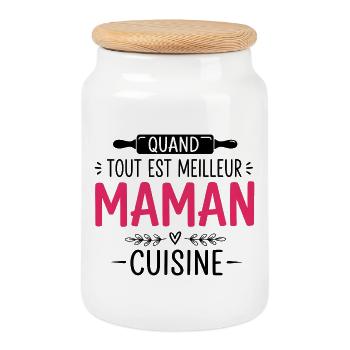 Gift for Mom Original Gift, Birthday - Cookie Jar with Wooden Lid - white - Front