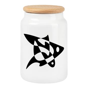 Puzzle Fish - Cookie Jar with Wooden Lid - white - Front