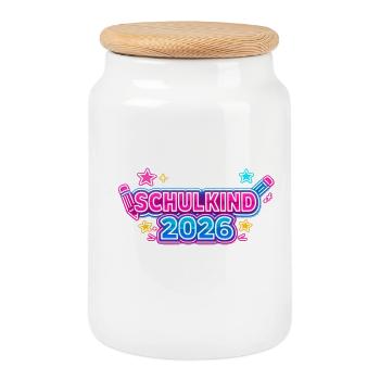 Inscription des élèves à l’école magique 2026 - Boîte à biscuits avec couvercle en bois - blanc - Devant
