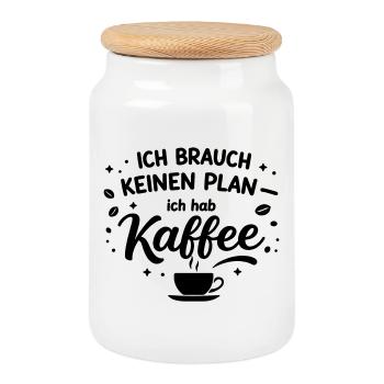 I don't need a plan, I need coffee - Cookie Jar with Wooden Lid - white - Front