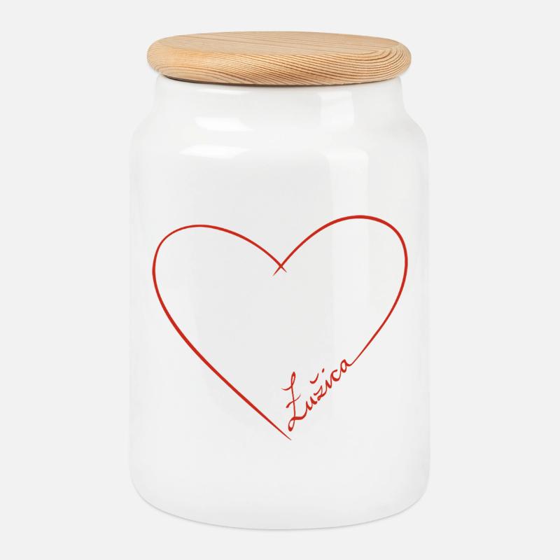 ŁUŽICA ♡ - Cookie Jar with Wooden Lid - white
