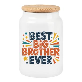 Best Big Brother Ever - Cookie Jar with Wooden Lid - white - Front