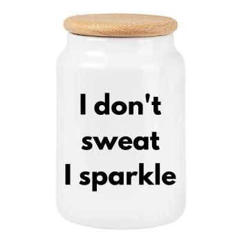 I don't sweat, I sparkle - Boîte à biscuits avec couvercle en bois - blanc - Devant