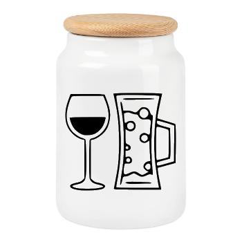 Wein Weinglas Rotwein  - Keksdose mit Holzdeckel - Weiß - Vorne