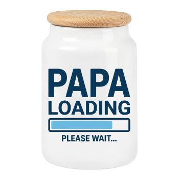 Papa loading please wait - Bientôt papa ? - Boîte à biscuits avec couvercle en bois - blanc - Devant