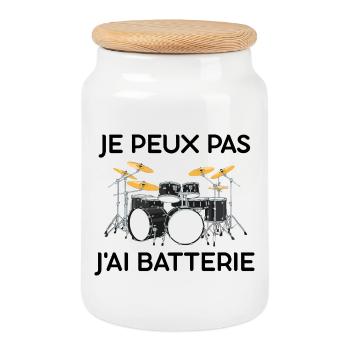 I Can't I Have Drums Drummer Percussion - Cookie Jar with Wooden Lid - white - Front