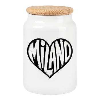 Cœur Milan Milano - Boîte à biscuits avec couvercle en bois - blanc - Devant