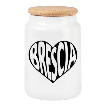 Typographie du cœur de Brescia - Boîte à biscuits avec couvercle en bois - blanc - Devant