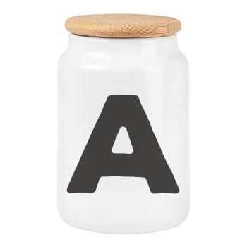 Minimaler Buchstaben A fettgedrucktes Monogramm Typografie - Keksdose mit Holzdeckel - Weiß - Vorne