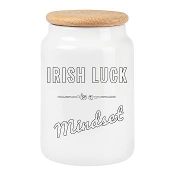 Irish Luck ist eine Frage des Mindsets - Keksdose mit Holzdeckel - Weiß - Vorne