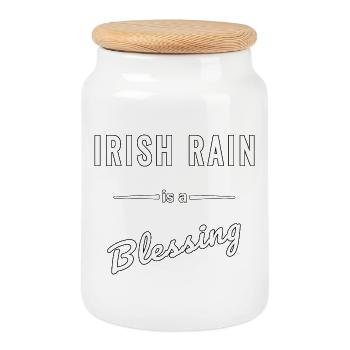 Irish Rain is a blessing saying - Cookie Jar with Wooden Lid - white - Front