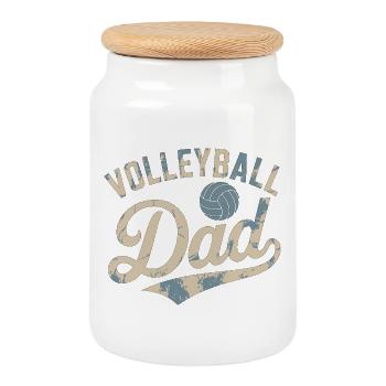 Maillot de fan de volleyball de papa - Boîte à biscuits avec couvercle en bois - blanc - Devant