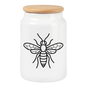guêpe - Boîte à biscuits avec couvercle en bois - blanc - Devant