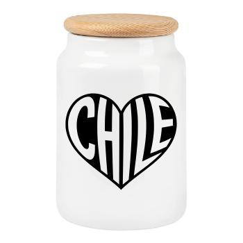 Typographie du cœur chilien - Boîte à biscuits avec couvercle en bois - blanc - Devant