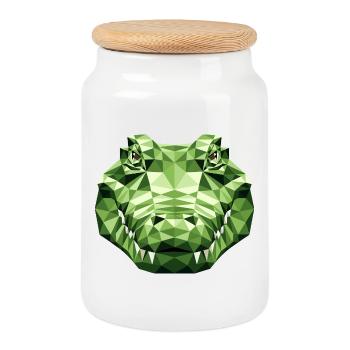 Krokodil Alligator Reptilien Kroko Liebe Krokodile - Keksdose mit Holzdeckel - Weiß - Vorne
