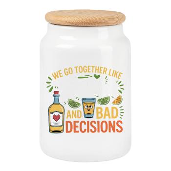 Tequila & Mauvaises décisions Cadeau d’amis drôles - Boîte à biscuits avec couvercle en bois - blanc - Devant