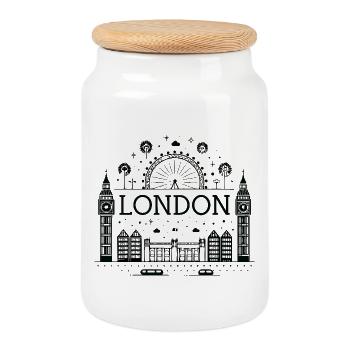 London Night Big Ben Wheel - Keksdose mit Holzdeckel - Weiß - Vorne
