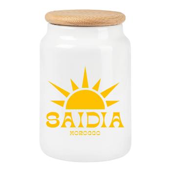 Emblème du soleil de Saidia au Maroc - Boîte à biscuits avec couvercle en bois - blanc - Devant