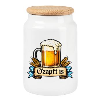 O’zapft est – proverbe bavarois - Boîte à biscuits avec couvercle en bois - blanc - Devant
