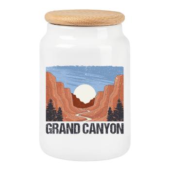 Grand Canyon National Park Hiking - Cookie Jar with Wooden Lid - white - Front
