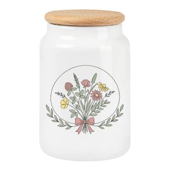Dessin en ligne Bohème des fleurs Blumen - Boîte à biscuits avec couvercle en bois - blanc - Devant