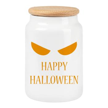 Halloween - Zombie - Horror - Pumpkin - Cookie Jar with Wooden Lid - white - Front