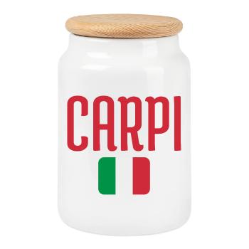 Capri Bold Typer avec drapeau italien - Boîte à biscuits avec couvercle en bois - blanc - Devant