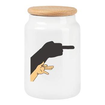 Shadow of a dog or not - Cookie Jar with Wooden Lid - white - Front