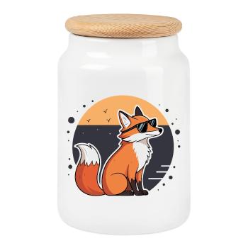 Fox Sun Dunkle Brille - Keksdose mit Holzdeckel - Weiß - Vorne