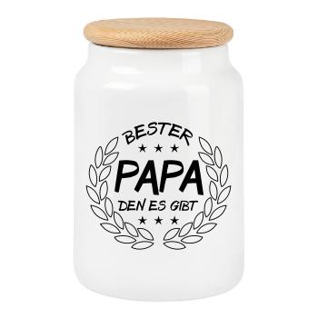 Bester Papa den es gibt - Keksdose mit Holzdeckel - Weiß - Vorne