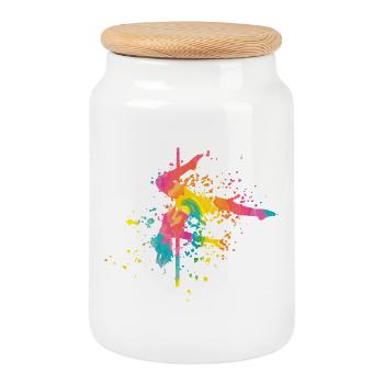 Pole Dance Bar Fitness Women Pole Dance - Cookie Jar with Wooden Lid - white - Front