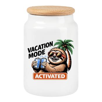 Activated Sloth Beach Party - Cookie Jar with Wooden Lid - white - Front