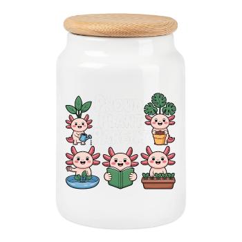 Cadeau de parent fière des plantes Axolotl Plants Shirt - Boîte à biscuits avec couvercle en bois - blanc - Devant