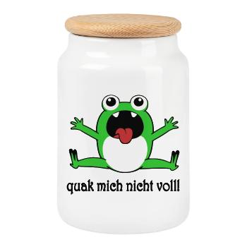 Quak Mich Nicht Voll Frosch Spruch - Keksdose mit Holzdeckel - Weiß - Vorne