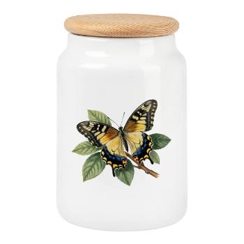 Schwalbenschwanz oder Große Haarsträhne, Papilio machaon - Keksdose mit Holzdeckel - Weiß - Vorne
